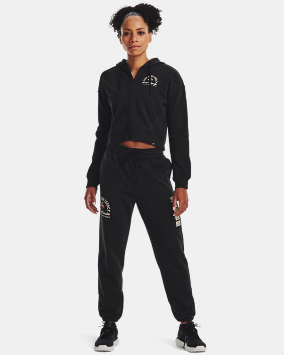 Women's Project Rock Heavyweight Terry Family Full-Zip in Black image number 2